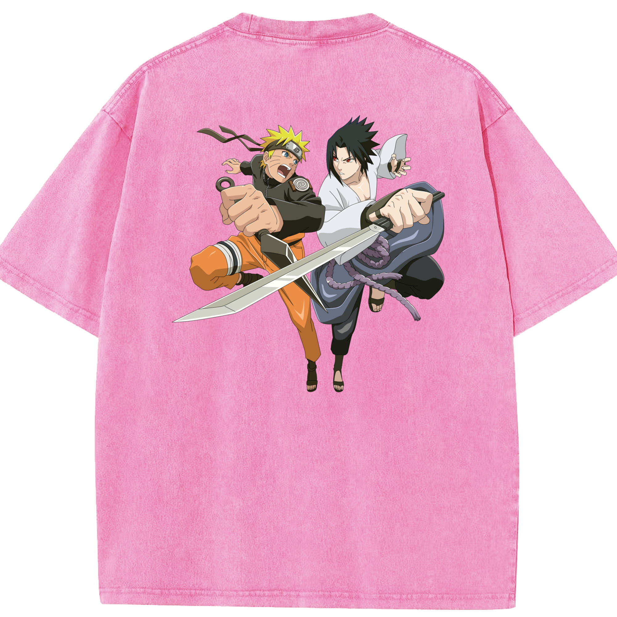 （画像用） NARUTO -ナルト- うずまき ナルト Uzumaki Naruto 綿100% ヴィンテージ風 半袖Tシャツ（背面プリント）